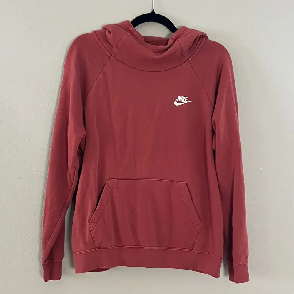 Nike Sportswear Women’s Hoodie Large Pink Mauve Pullover Fleece Kangaroo‎ Pocket